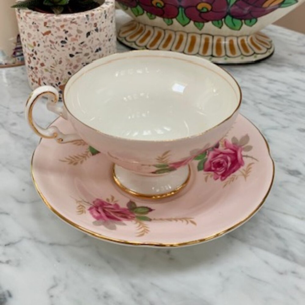 Old Royal Pretty Pink Vintage TeaCup and Saucer Set
